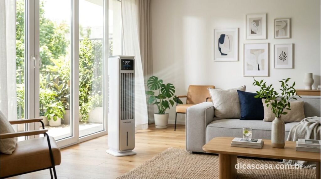 Melhor climatizador de ar de 2026 em sala de estar moderna