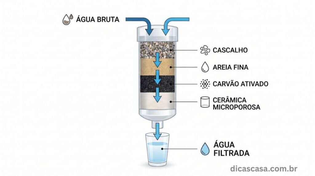 Processo de filtração de água em purificadores modernos
