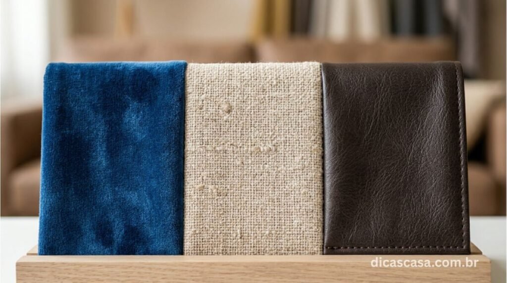Diferentes tipos de tecidos e revestimentos para sofás