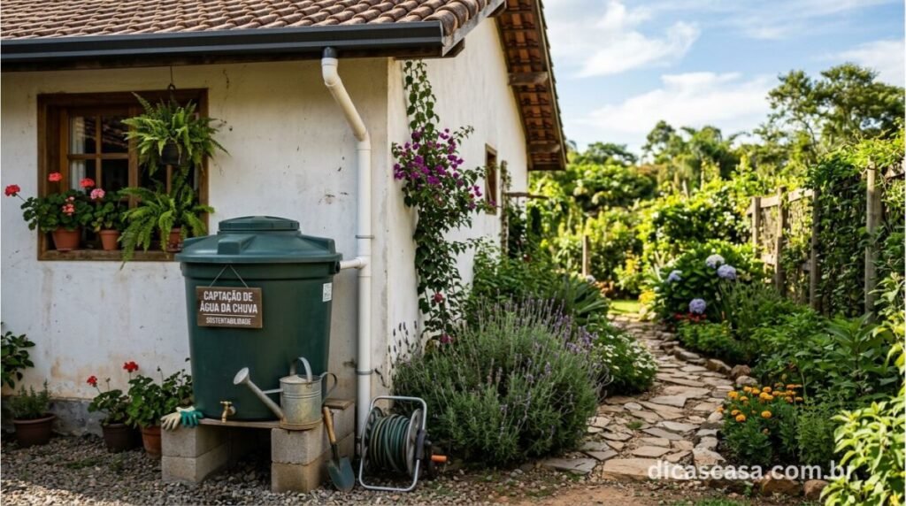 Sistema de captação de água da chuva em residência para economia de água