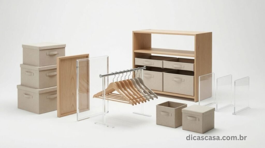 Produtos essenciais para organizar closet pequeno